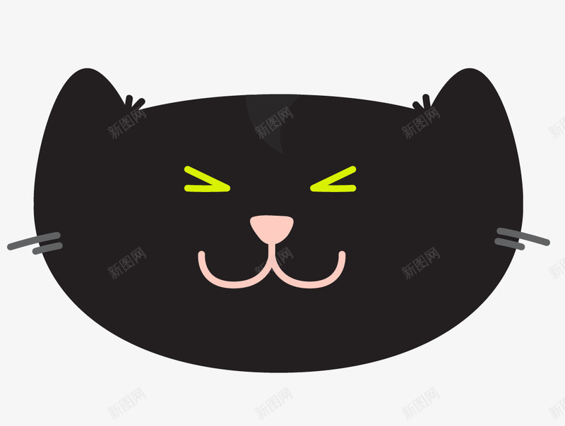 黑色猫咪头像png免抠素材_新图网 https://ixintu.com 卡通 头像 手绘 猫咪 眼睛 简图 耳朵 黑色的