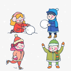 玩雪球的孩子素材