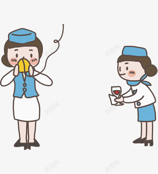 手绘乘务员png免抠素材_新图网 https://ixintu.com 乘务员 吸氧 女士 女孩 杯子 水彩 生命吸氧 空姐 蓝色帽子 饮料