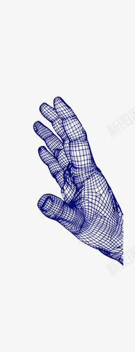 卡通立体蓝色线条张开的手掌png免抠素材_新图网 https://ixintu.com 卡通 张开的手掌 手指 立体 线条 蓝色