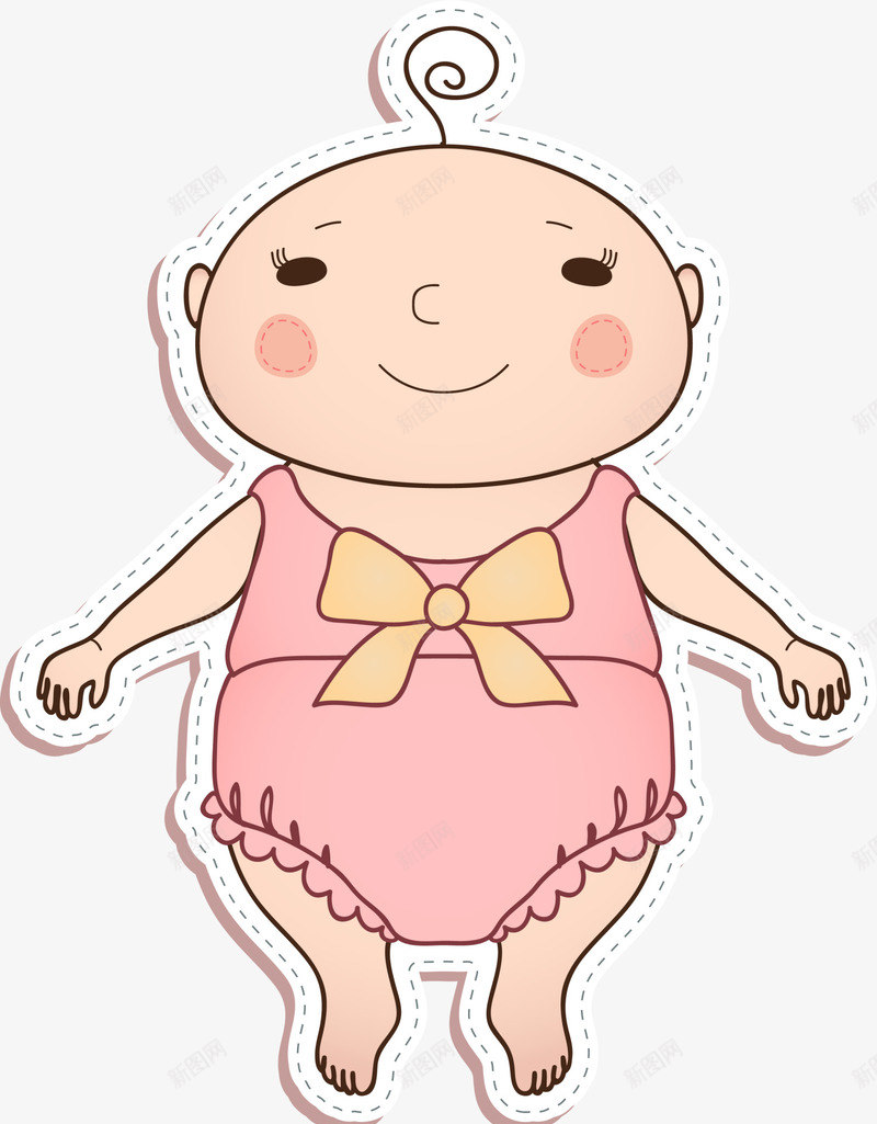 粉色卡通女婴png免抠素材_新图网 https://ixintu.com 卡通小孩 可爱娃娃 婴儿 小孩贴纸 装饰图案
