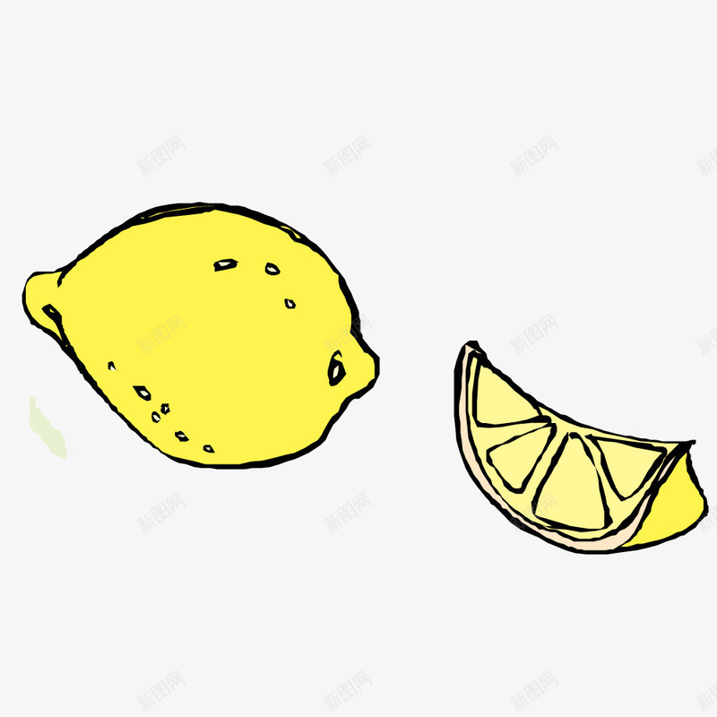 的水果类柠檬插画矢量图eps免抠素材_新图网 https://ixintu.com 切开了的柠檬插画 卡通水果 艺术柠檬 黄色两个柠檬 矢量图