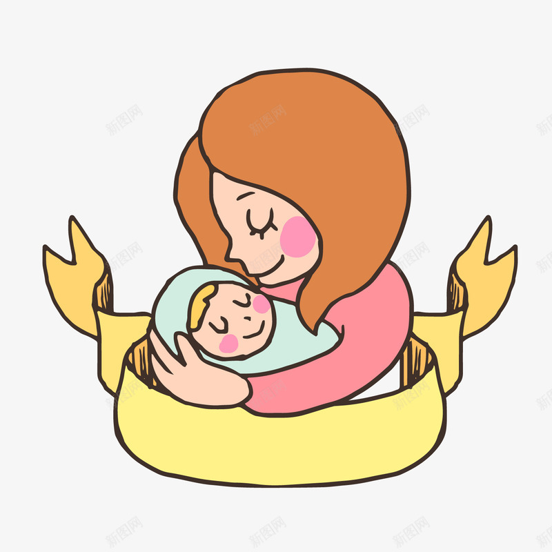 母亲节标签文案背景png免抠素材_新图网 https://ixintu.com 文案背景 母亲与婴儿 母亲节标签 背景装饰