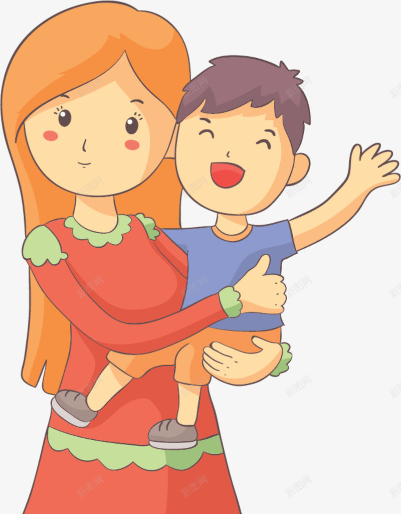 母亲节抱着孩子的妈妈png免抠素材_新图网 https://ixintu.com 可爱妈妈 开心 抱着孩子的妈妈 欢呼雀跃 母亲节 母爱