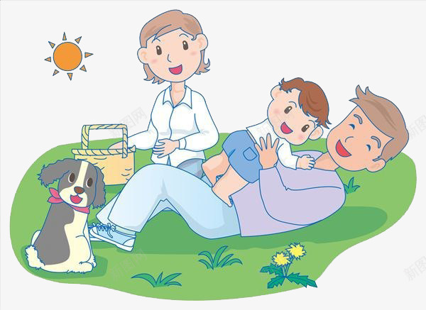 父母和宝宝去野餐png免抠素材_新图网 https://ixintu.com 宝宝 父母 狗狗 野餐