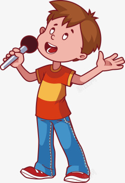 拿话筒唱歌的小男孩唱歌的小男孩矢量图高清图片
