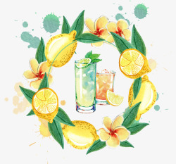 卡通柠檬水素材