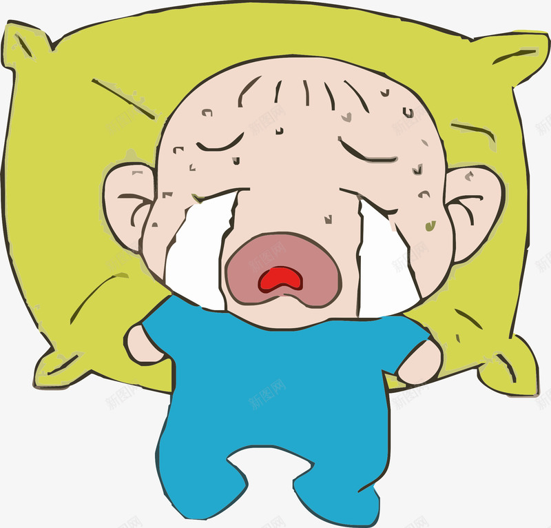 哭得汗流浃背的宝宝png免抠素材_新图网 https://ixintu.com 卡通 哭 婴儿哭 宝宝 手绘