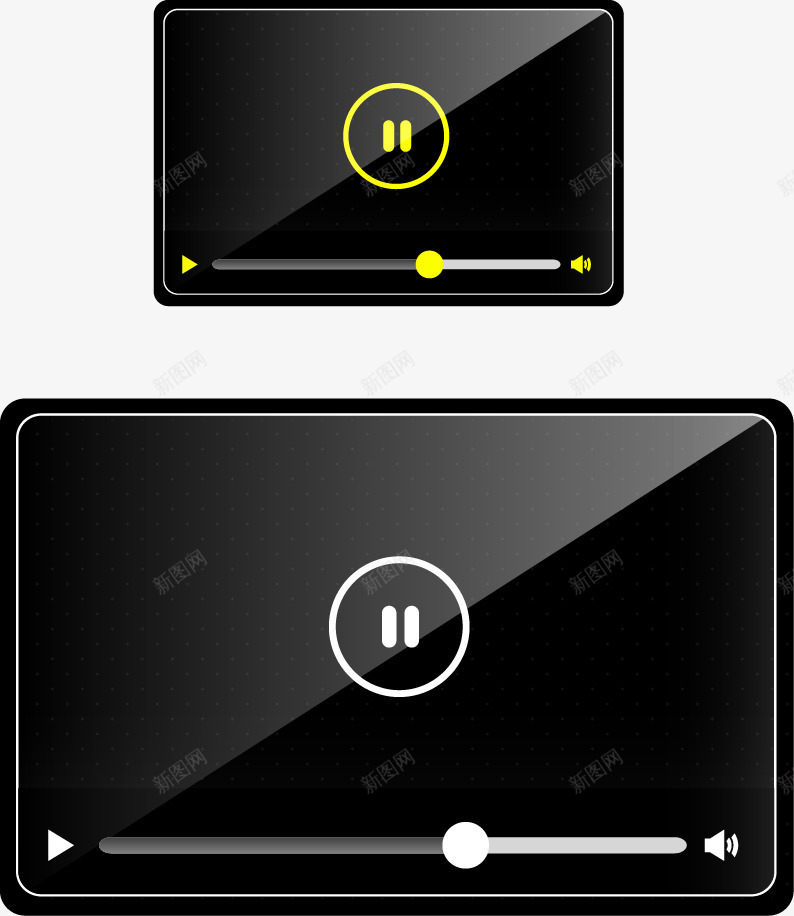 视频播放器矢量图eps免抠素材_新图网 https://ixintu.com 暂停按钮 视频播放器 矢量图