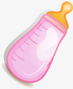 六色图案宝宝奶瓶粉色卡通奶瓶高清图片