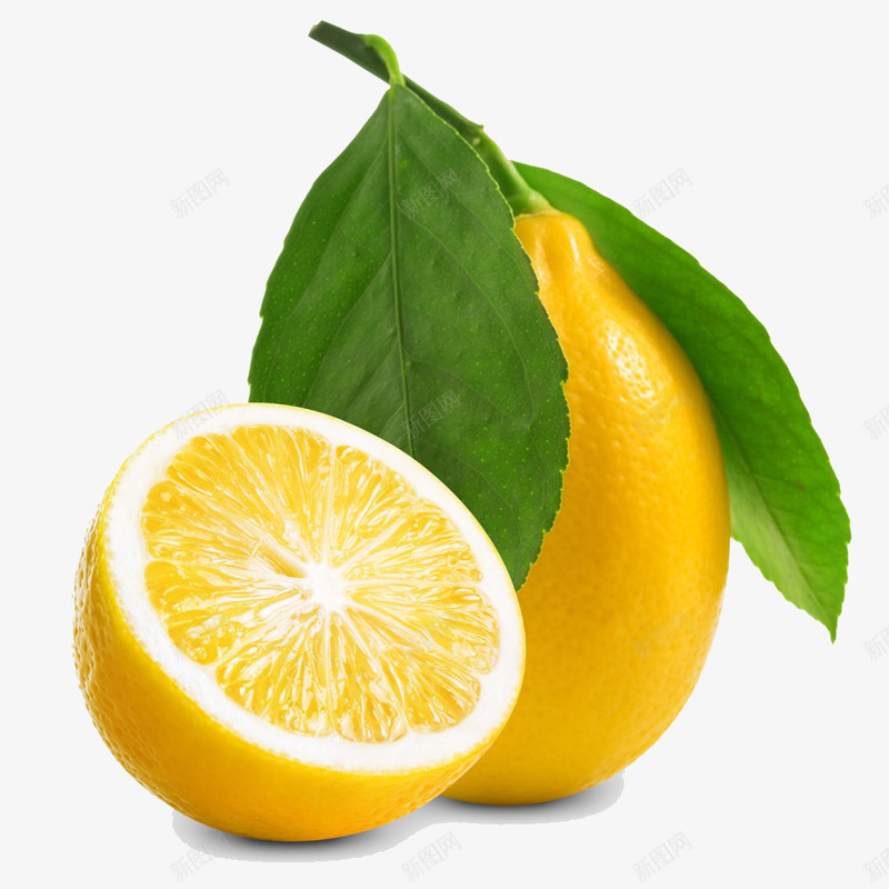 柠檬绿叶png免抠素材_新图网 https://ixintu.com 切开柠檬 叶子 柠檬 水果 绿色 青檬