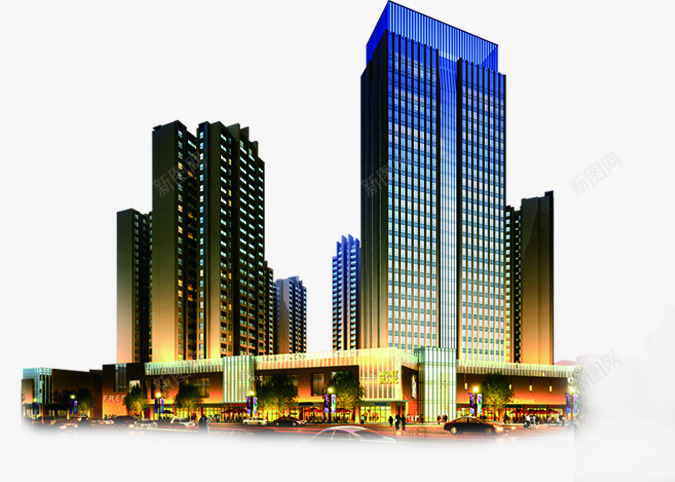 住宅区png免抠素材_新图网 https://ixintu.com 商业楼房 现代化建筑 高楼大厦 高耸的建筑