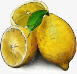 手绘水彩写实柠檬矢量图素材