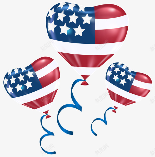 3D美国节日气球png免抠素材_新图网 https://ixintu.com 丝带 气球 美国 节日气氛