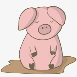 粉色小猪插画矢量图素材