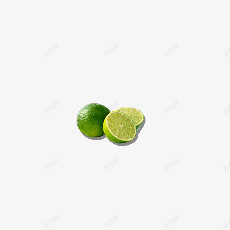 绿色天然柠檬水果元素png免抠素材_新图网 https://ixintu.com 柠檬 柠檬片 水果 绿叶 绿色