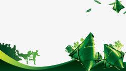 奔跑的粽子绿色端午装饰图高清图片