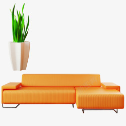 橘黄色沙发橘色沙发高清图片