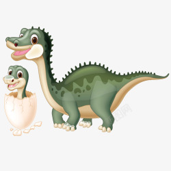 绿色恐龙与龙宝宝矢量图素材