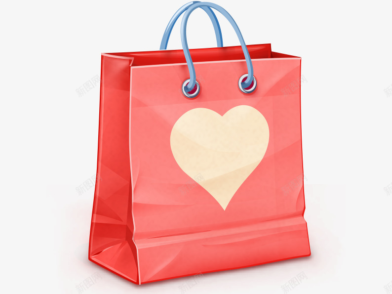 立体心形购物袋图标psd_新图网 https://ixintu.com 创意图标 卡通图标 图标素材 购物袋