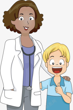 诊疗室插图儿科医生与儿童高清图片