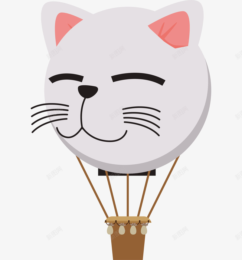 猫咪头像热气球图png免抠素材_新图网 https://ixintu.com 动物 卡通 可爱的 猫咪 猫咪热气球 简图 胡须