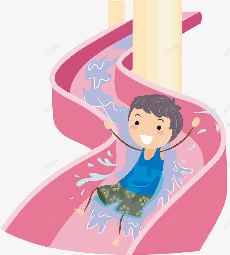 孩子玩滑滑梯png免抠素材_新图网 https://ixintu.com 卡通 孩子 滑梯 玩滑 玩滑滑梯