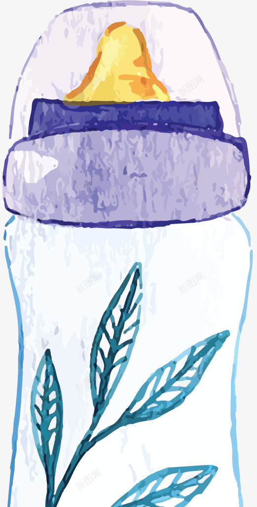卡通水彩奶瓶插画png免抠素材_新图网 https://ixintu.com 儿童 卡通 奶嘴 奶瓶 婴儿 宝宝 母婴产品 水彩奶瓶 水彩母婴用品