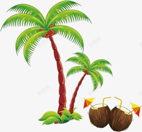 椰树椰子夏日海边沙滩png免抠素材_新图网 https://ixintu.com 夏日 椰子 椰树 沙滩 海边 素材
