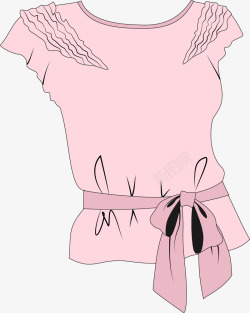 粉色的上衣手绘短袖女矢量图高清图片