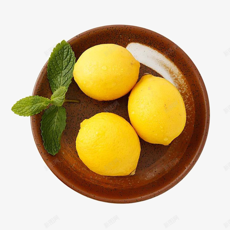 三颗柠檬png免抠素材_新图网 https://ixintu.com 产品实物图 柠檬 盘子 黄色