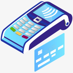 自助付款机信用卡和POS机插画矢量图高清图片