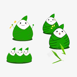 食物定安粽子卡通手绘绿色的可爱粽子们高清图片