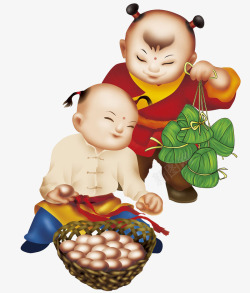 年画素材下载手绘传统中国年画人物插图端午节高清图片