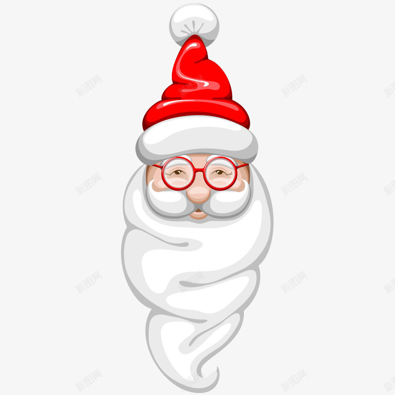 大胡子圣诞老人图png免抠素材_新图网 https://ixintu.com 创意 卡通 圣诞老人头像 大胡子 白胡子 眼镜