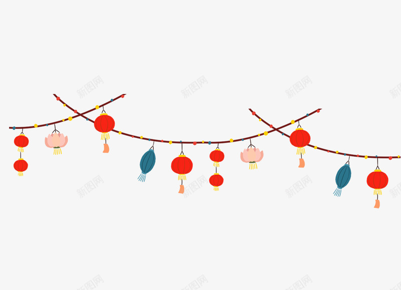 装饰灯笼png免抠素材_新图网 https://ixintu.com 年节装饰 彩色 灯笼 节日 过年