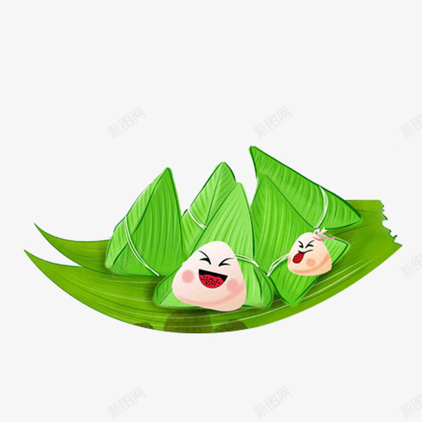 可爱的粽子png免抠素材_新图网 https://ixintu.com 卡通 可爱 手绘 端午节 粽子 绿色