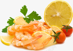 柠檬虾番茄素材