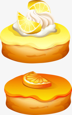蛋糕橙子手绘小面包高清图片