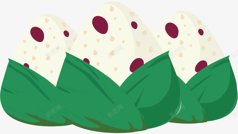美味的粽子矢量图ai免抠素材_新图网 https://ixintu.com 创意 可口 叶子 大米 粽子 绿色 美味 食物 矢量图