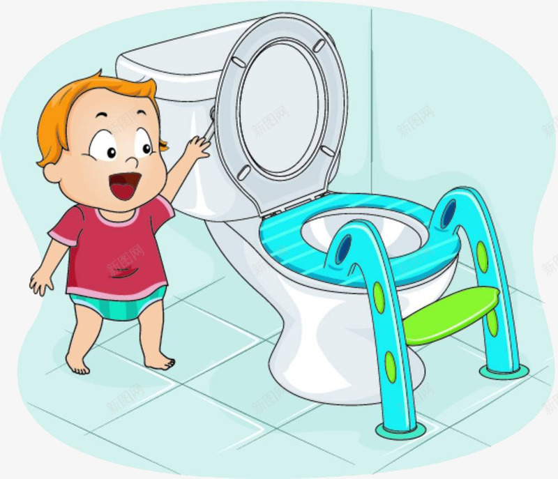 孩子去上厕所png免抠素材_新图网 https://ixintu.com 厕所 孩子 马桶 马桶垫
