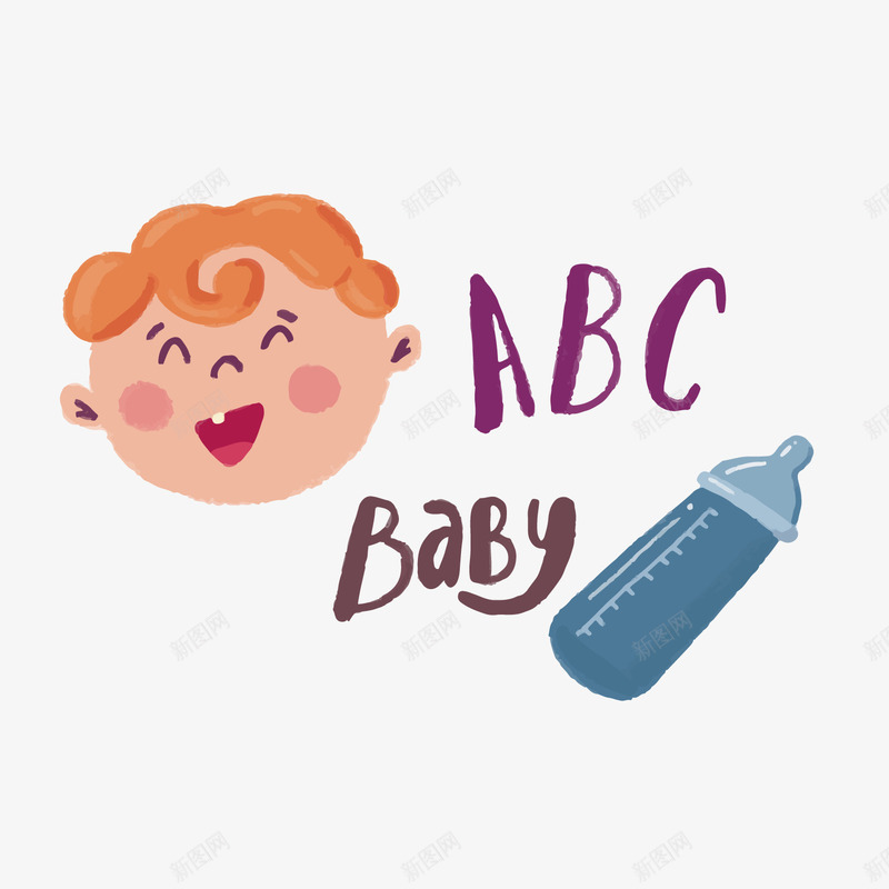 手绘婴儿头像png免抠素材_新图网 https://ixintu.com 卡通人物 奶瓶 婴儿头像 手绘 母婴装饰