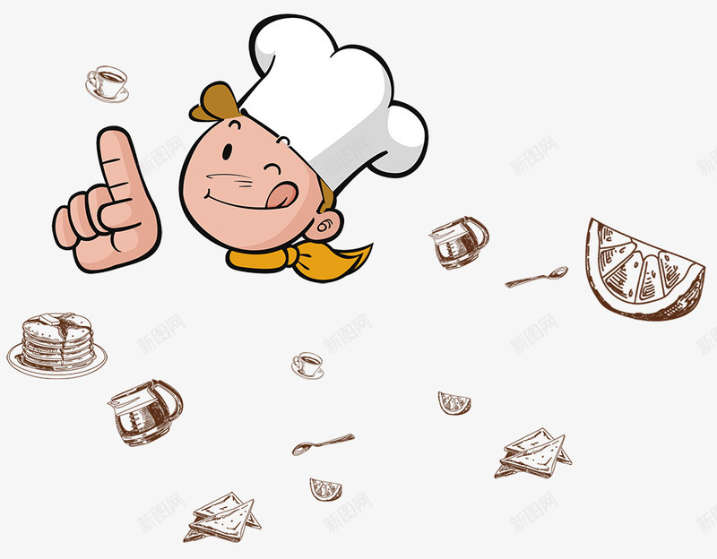 厨师头像psd免抠素材_新图网 https://ixintu.com 卡通素材 厨师 头像 蛋糕 食物素描