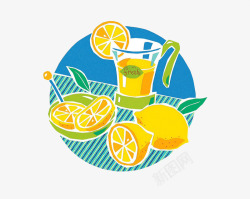 柠檬和碗柠檬和柠檬汁插画高清图片