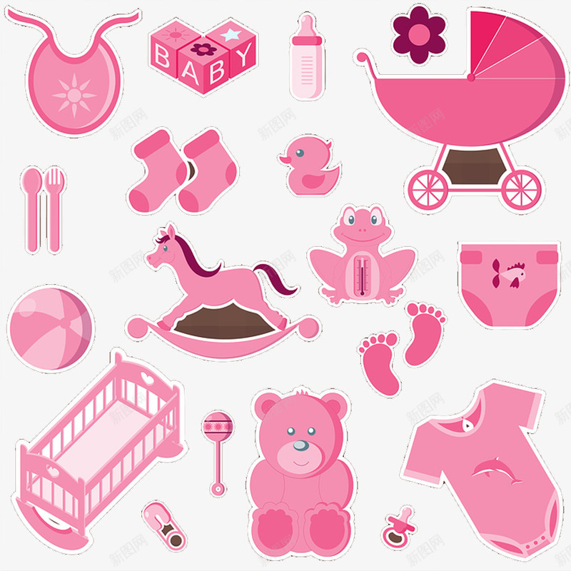 粉色婴儿用品psd免抠素材_新图网 https://ixintu.com 公主 卡通 女孩 家用