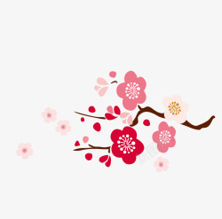 粉色清新花枝装饰图案素材
