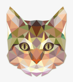 马赛克动物猫头像矢量图素材