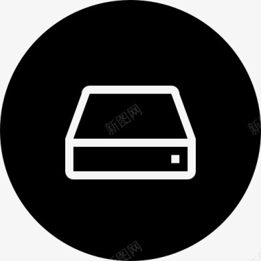 投影机或硬盘的黑色圆形按钮图标图标