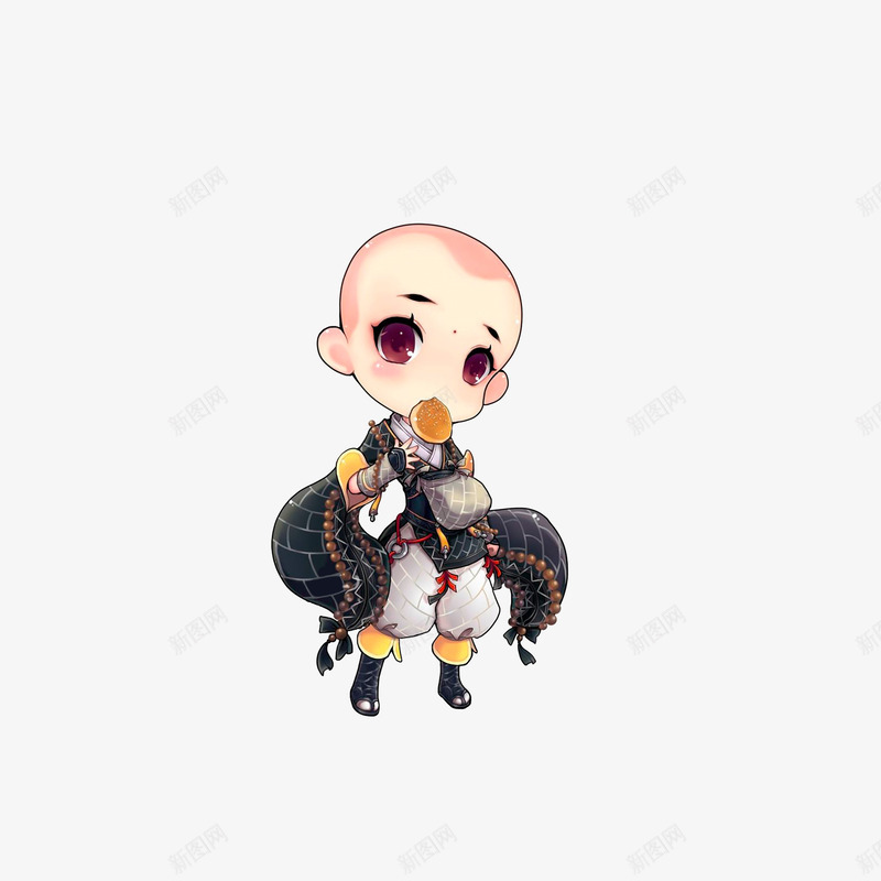 吃饼干的小和尚png免抠素材_新图网 https://ixintu.com 光头小和尚 卡通手绘 头像 手绘小和尚 萌萌的