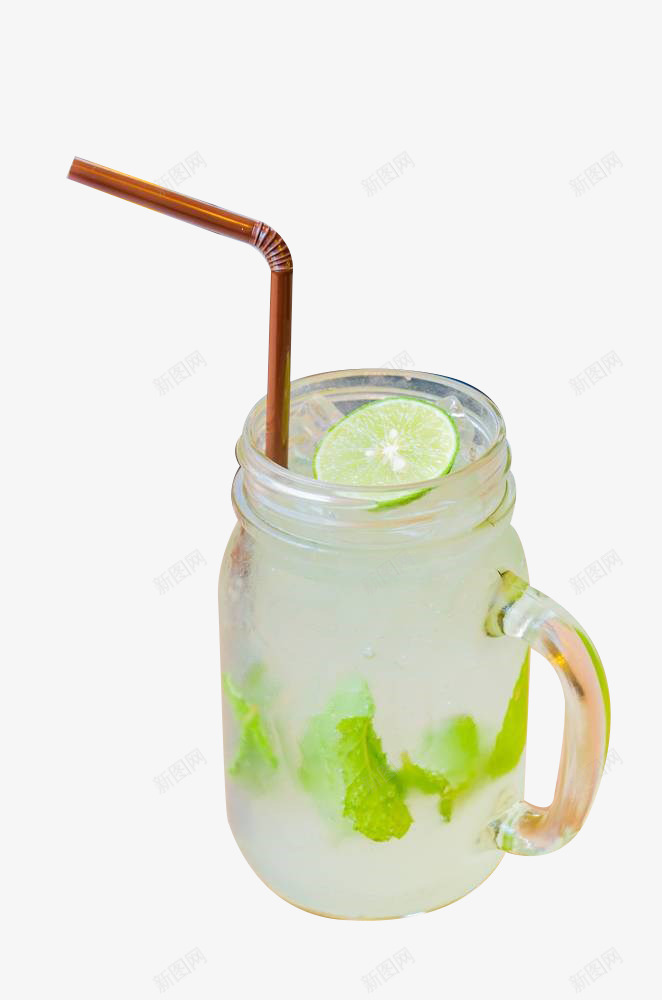 瓶子里的柠檬冰饮png免抠素材_新图网 https://ixintu.com 冰饮 吸管 柠乐 柠檬 玻璃 瓶子 透明 饮料